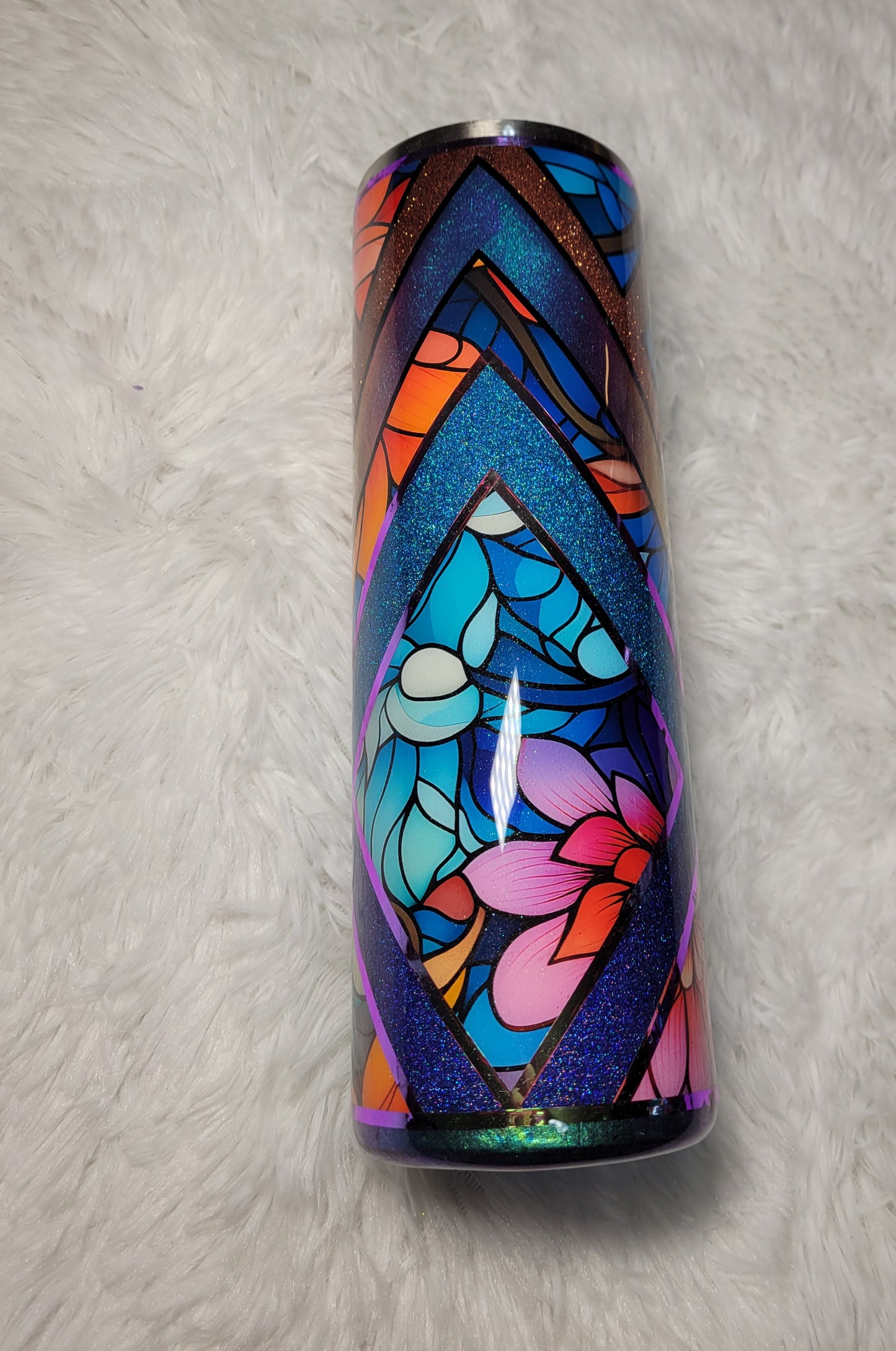 30 Oz Blue Orange Stained Glass 83