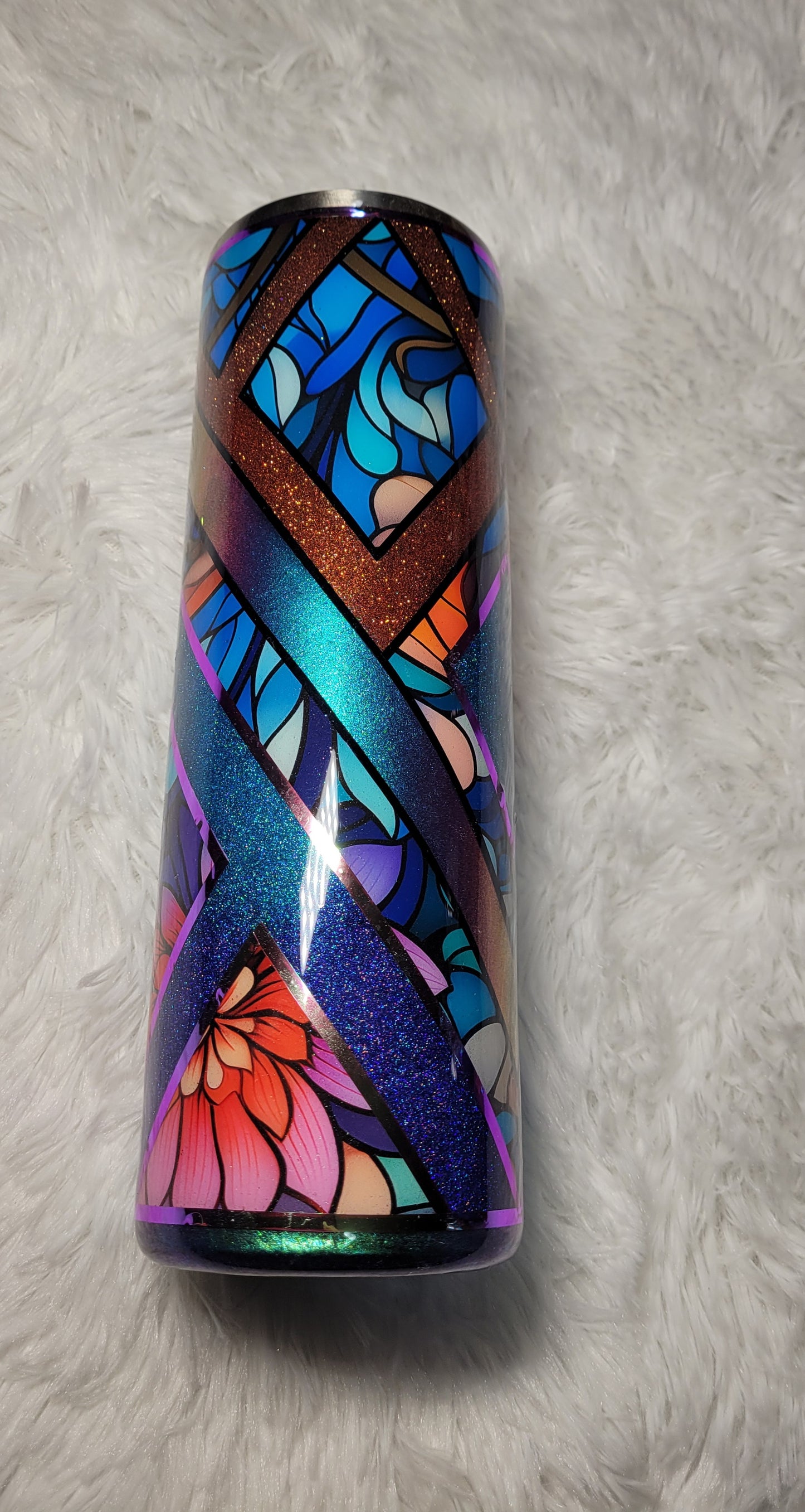 30 Oz Blue Orange Stained Glass 83