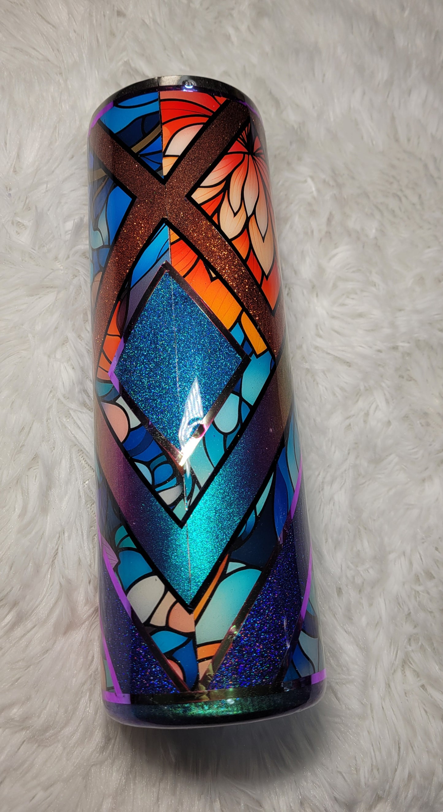 30 Oz Blue Orange Stained Glass 83