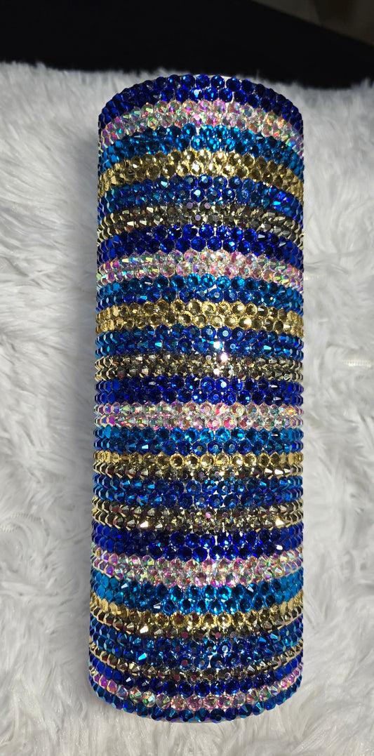 20 Oz Blue Stripe Rhinestone 8