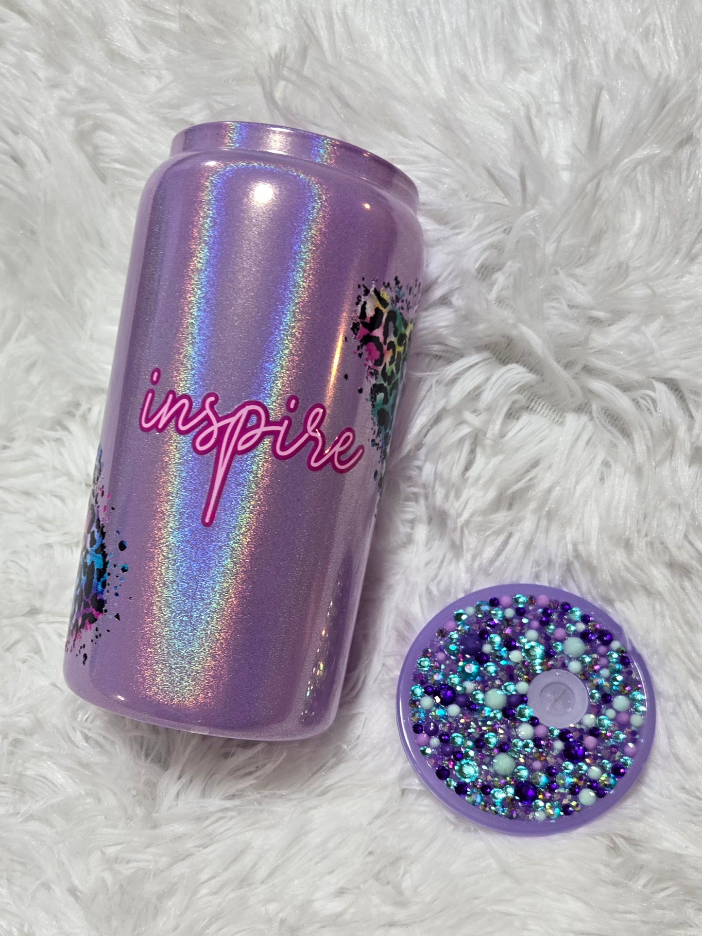 16 Oz Purple Holographic Mini with Rhinestone 94