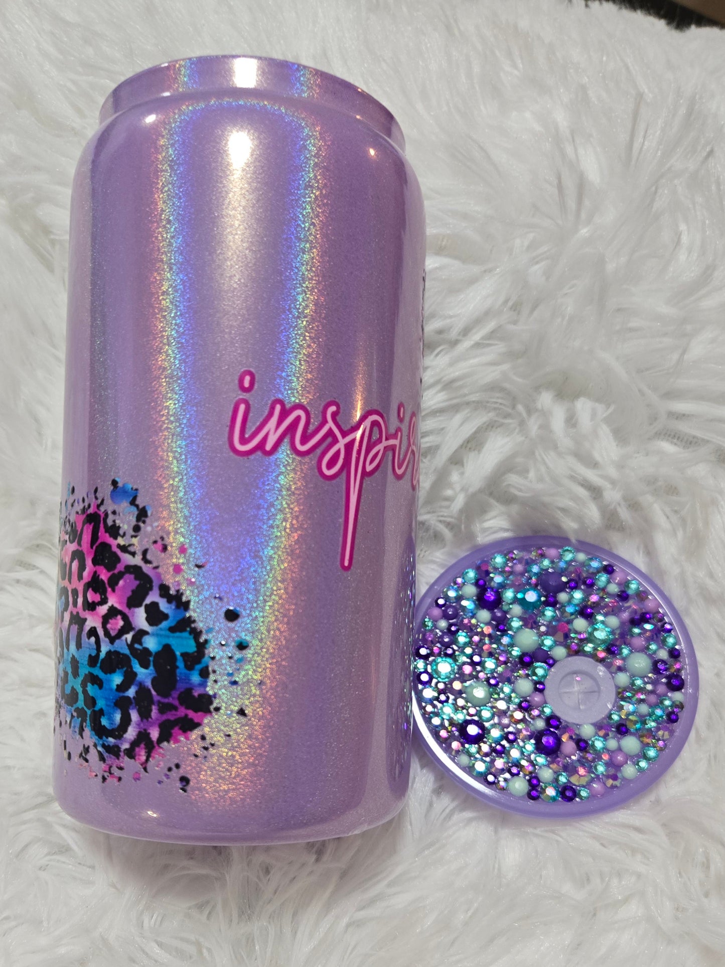 16 Oz Purple Holographic Mini with Rhinestone 94