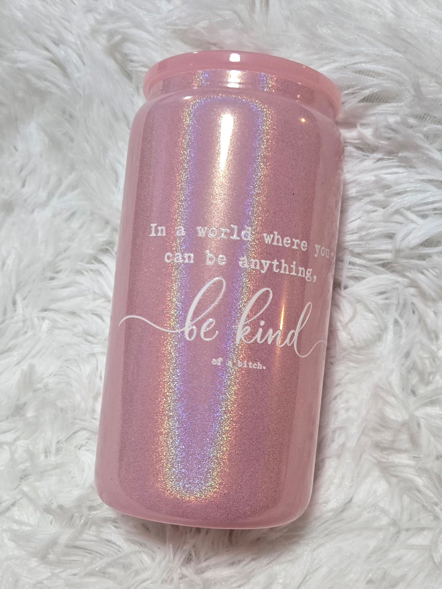 16 Oz Light Pink Holo Mini