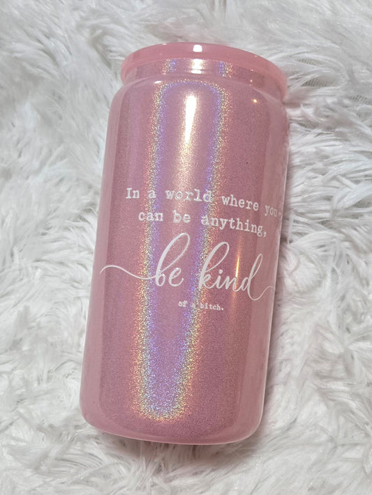 16 Oz Light Pink Holo Mini