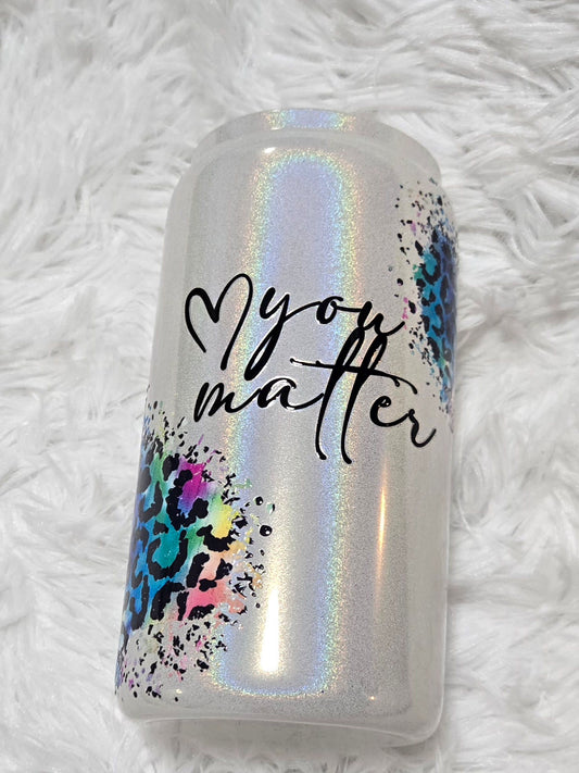 16 Oz White Holo Mini with Rhinestone 105