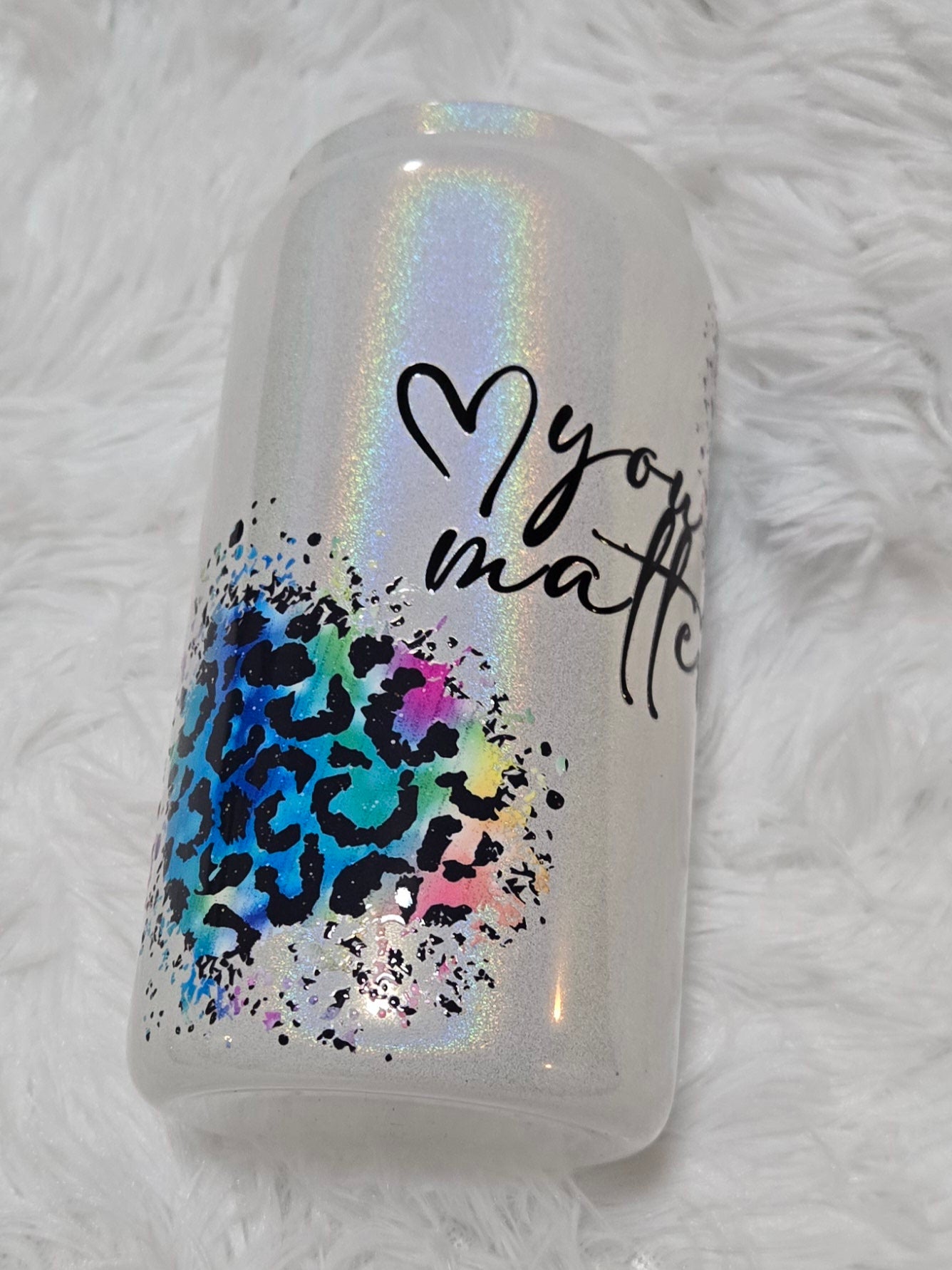 16 Oz White Holo Mini with Rhinestone 105