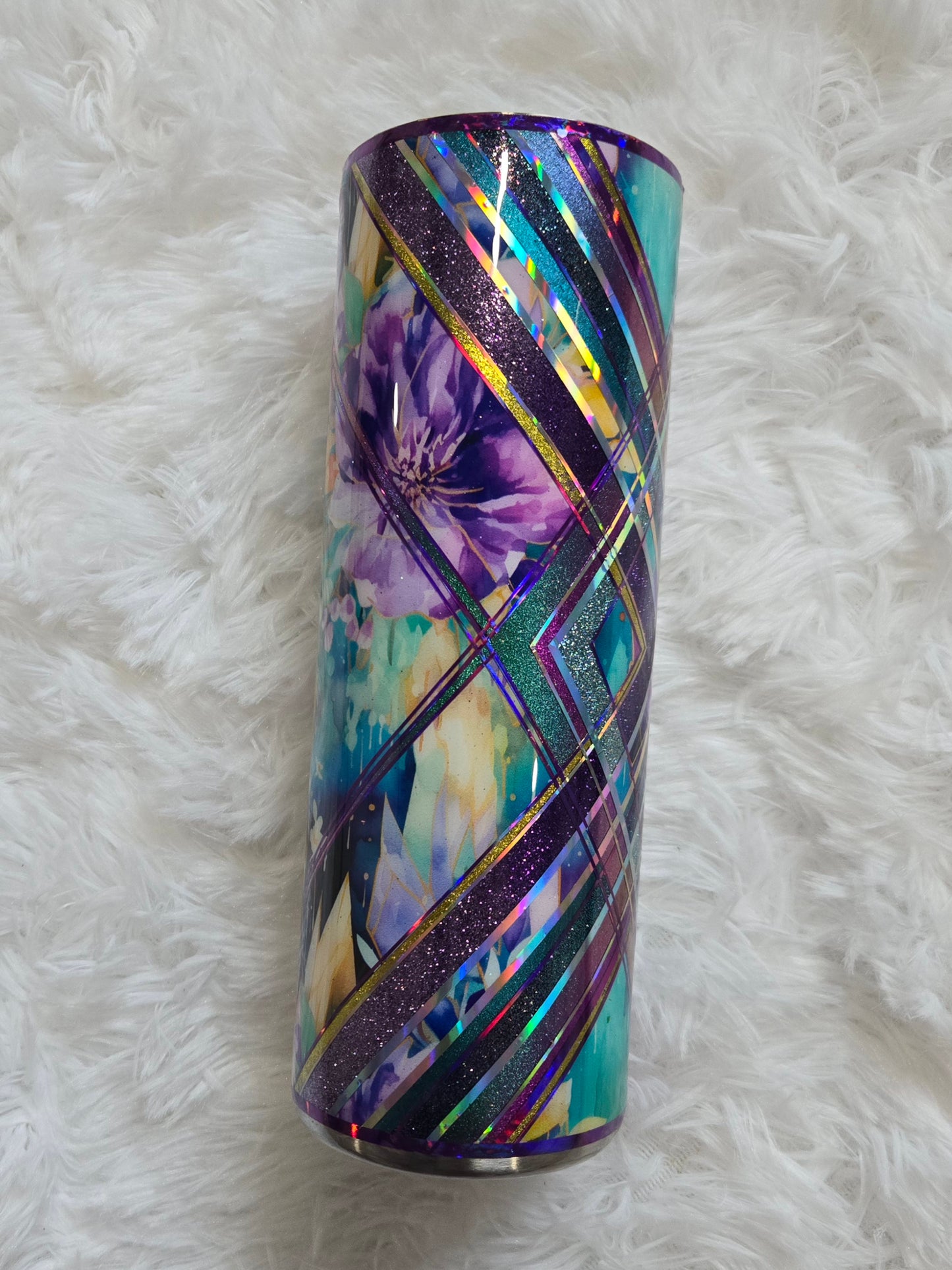 20 oz Purple Aqua Floral Crystal 42