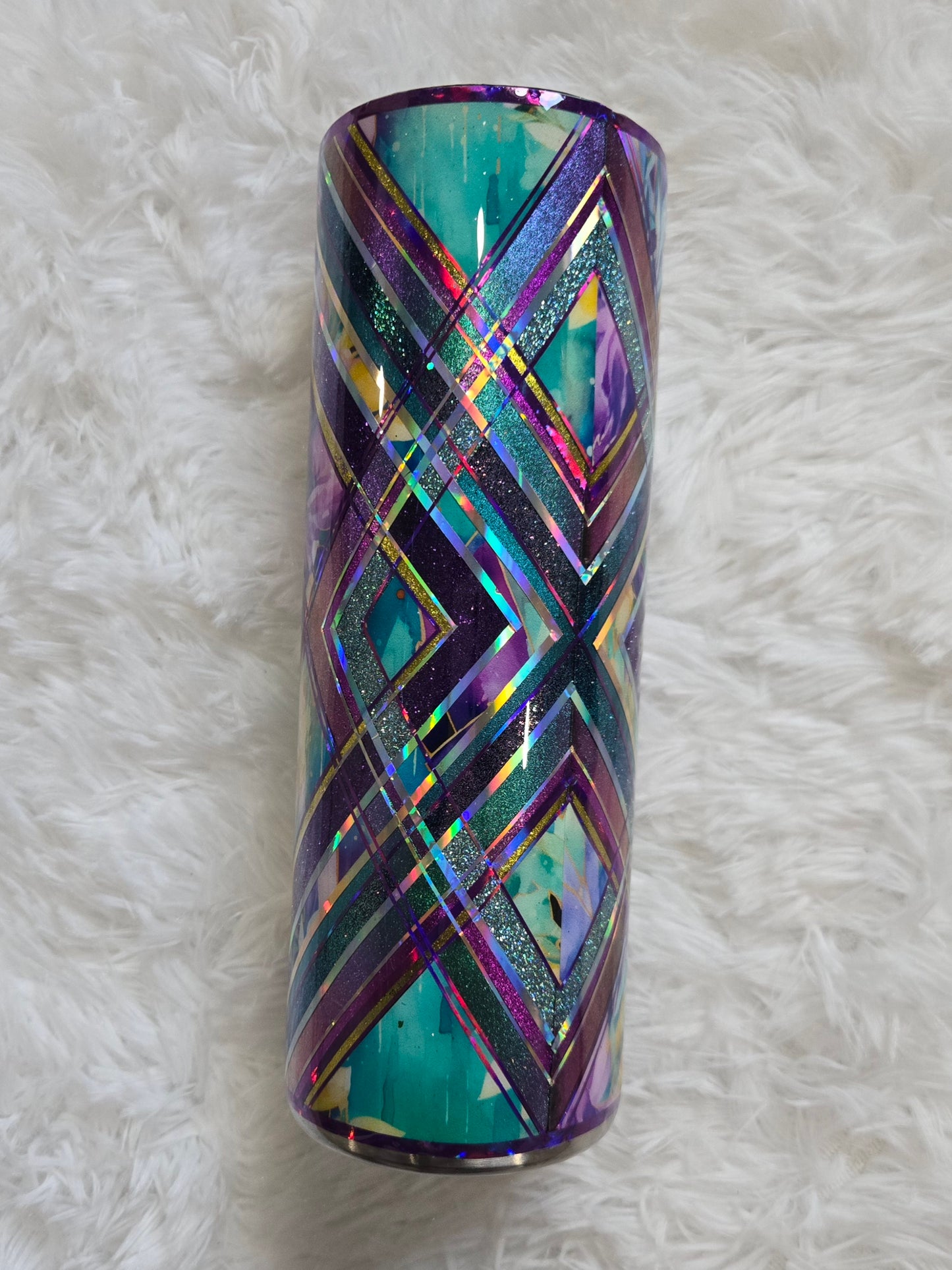 20 oz Purple Aqua Floral Crystal 42